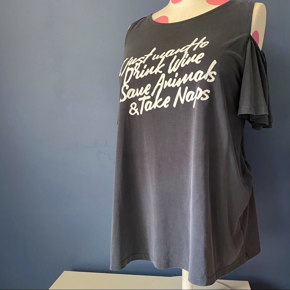 Gray Graphic Tee - Wine Animals Naps - SMALL